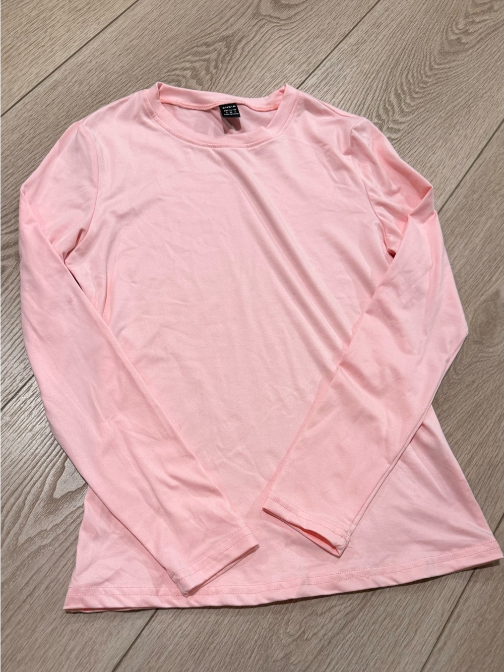 SHEIN Light Pink Long Sleeve Crewneck Tee